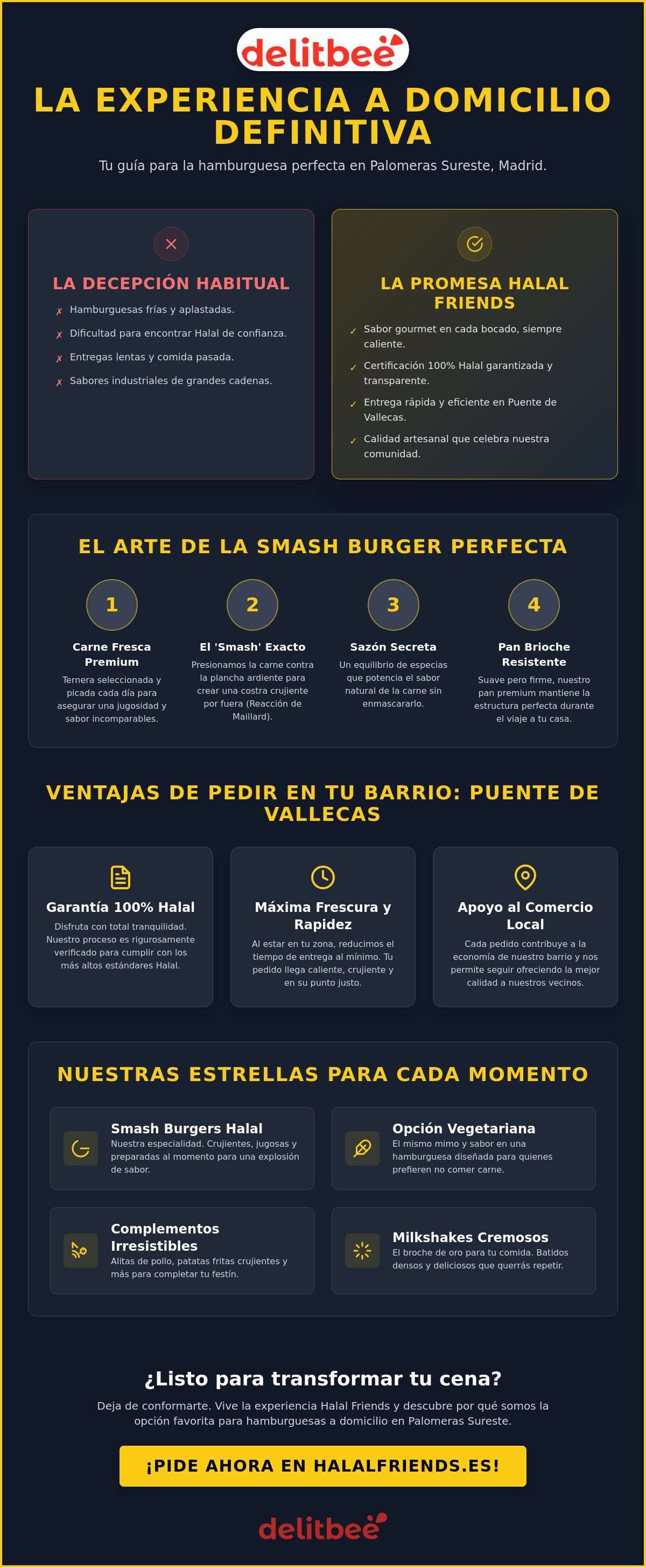 Hamburguesas a domicilio en Palomeras Sureste: Sabor Halal 100% en tu puerta